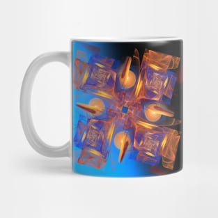 Blue Orange Fractal Abstract Mug